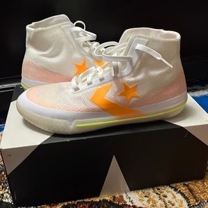 Converse Size 10 All Star Pro BB Hi White Orange Volt Men's Basketball